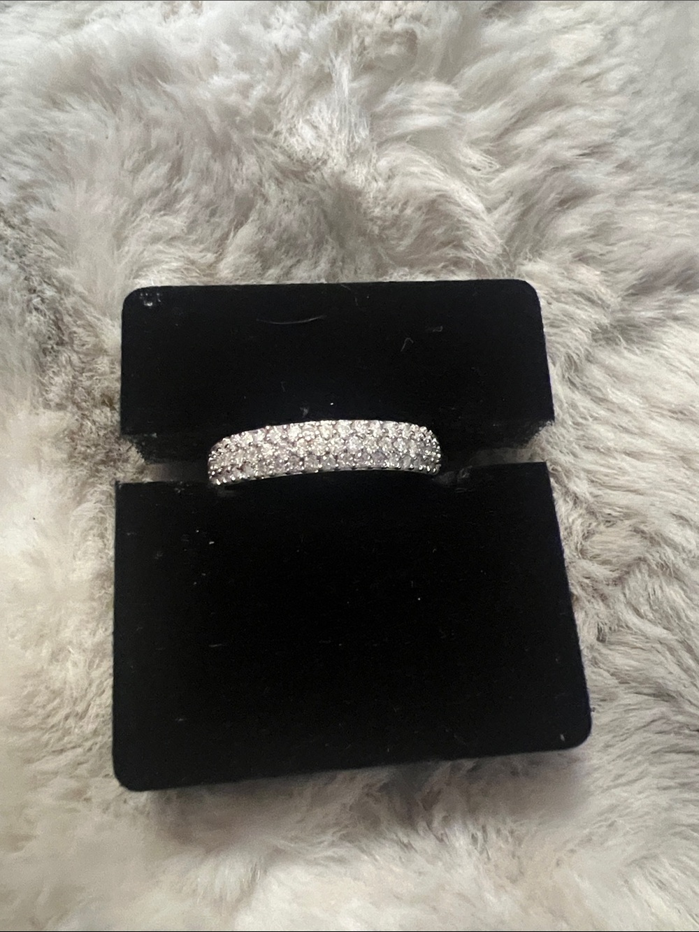 Sparkling Pavé Crystal Band Ring in Silver-Tone